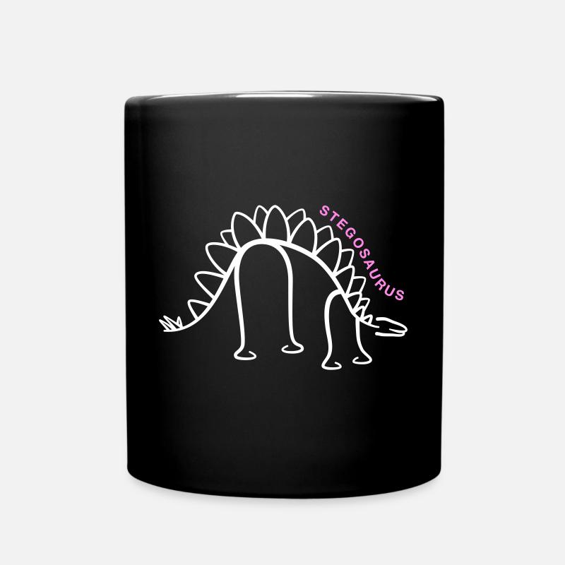 Dinosaur Stegosaurus Dino Line Art - Full Colour Mug - black