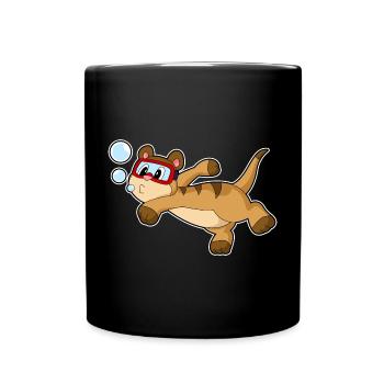 Erdmännchen Taucher Schwimmbrille Tauchen - Tasse einfarbig - Schwarz - Vorne