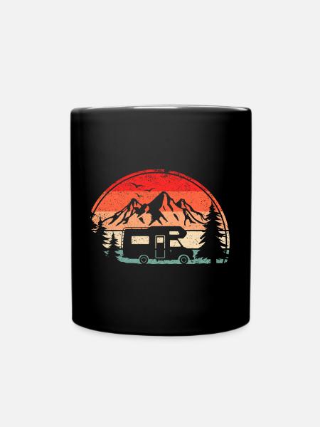 Camping-car Vintage Retro Camping Campervan - Mug uni - noir