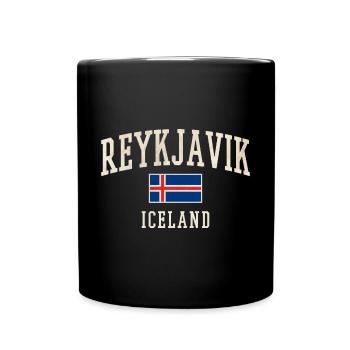 Reykjavik Iceland Vintage Flag Tee - Full Colour Mug - black - Front