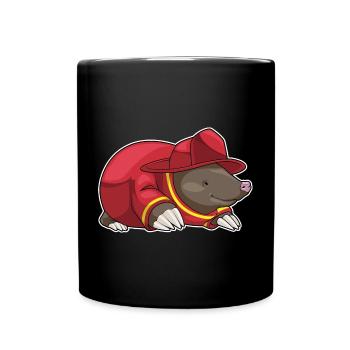 Mole Firefighter Fire Helmet Fire Brigade - Full Colour Mug - black - Front