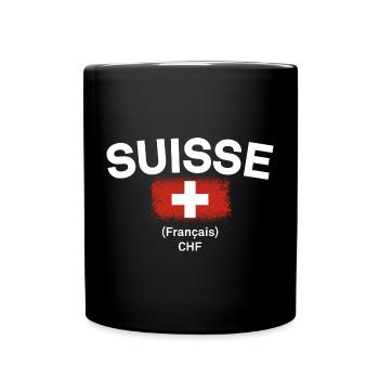 Drapeau suisse CHF Français - Mug uni - noir - Devant