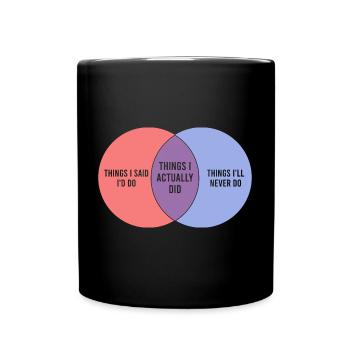 Procrastination paresseuse et drôle du diagramme de Venn - Mug uni - noir - Devant