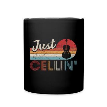 Retro Cello Cellist Musik Instrument - Tasse einfarbig - Schwarz - Vorne
