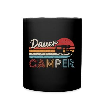 Camping Retro Dauercamper Wohnmobil - Tasse einfarbig - Schwarz - Vorne
