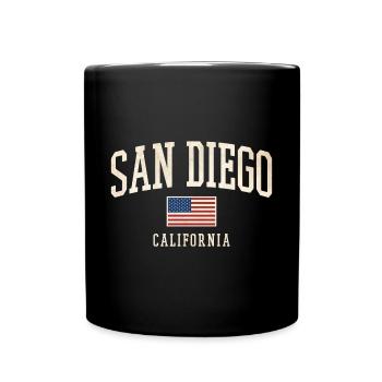 San Diego Vintage USA Flaggen Design - Tasse einfarbig - Schwarz - Vorne