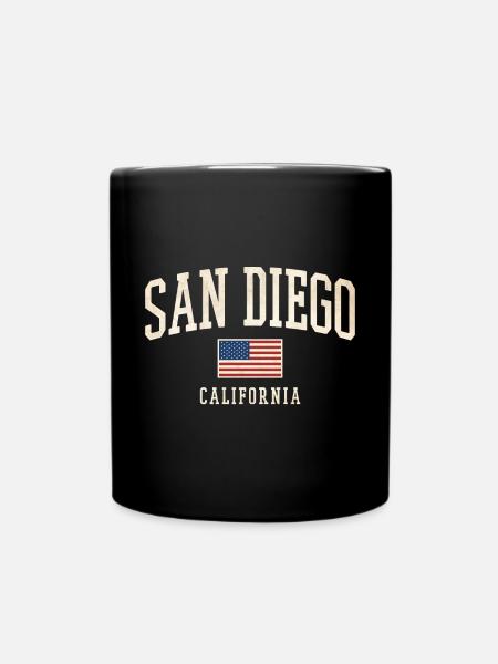 San Diego Vintage USA Flaggen Design - Tasse einfarbig - Schwarz