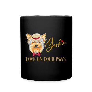 Yorkshire Terrier Love on Four Paws - Full Colour Mug - black - Front
