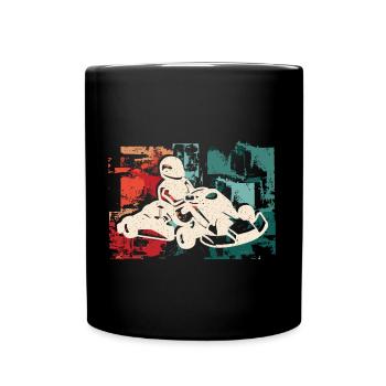 Vintage Go-Kart Racing Go-Kart Driver Go Kart - Full Colour Mug - black - Front