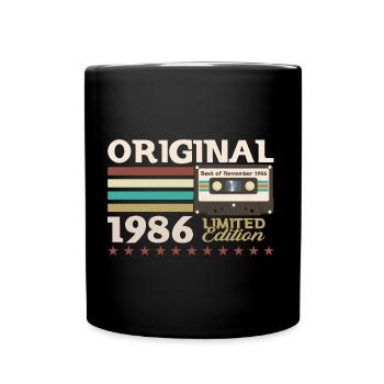 37e anniversaire Cassette Novembre Vintage 1986 - Mug uni - noir - Devant