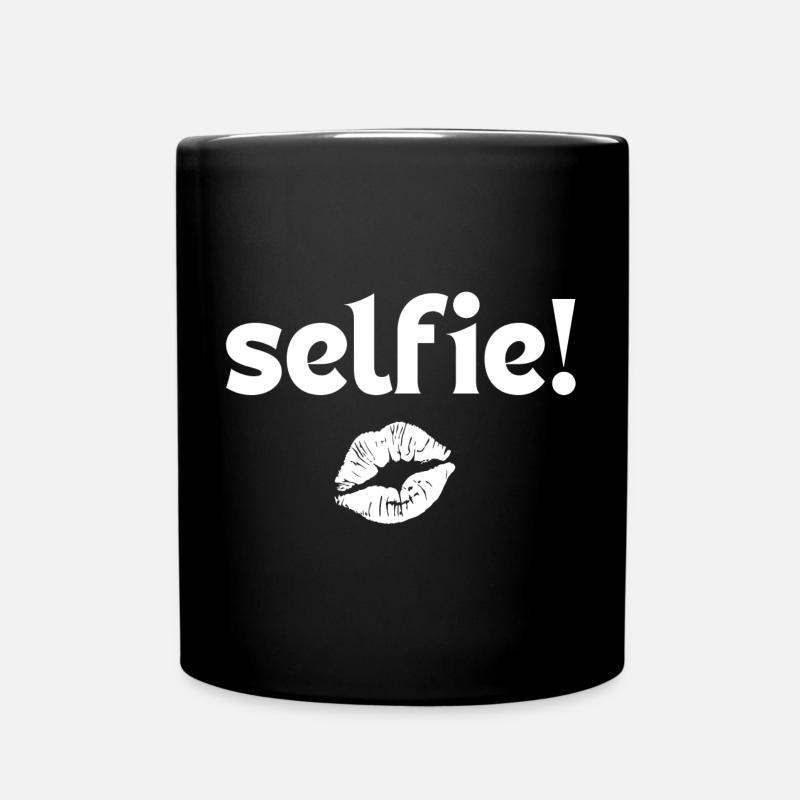 selfie, portable, téléphone - Mug uni - noir