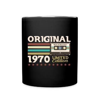 53e anniversaire Cassette décembre Vintage des années 1970 - Mug uni - noir - Devant
