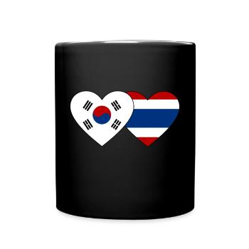 Südkorea Thailand Flagge Herz - Tasse einfarbig - Schwarz - Vorne