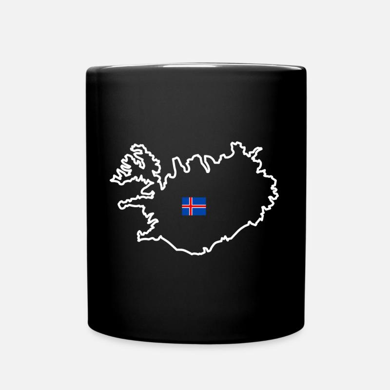 Island - Kontur der Insel (weiß) - Tasse einfarbig - Schwarz