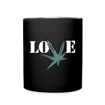 Love Cannabis Hanfblatt Liebe - Tasse einfarbig - Schwarz - Vorne