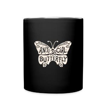 Anti social butterfly - Full Colour Mug - black - Front