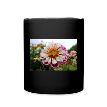 Abeille, Miel Scène Sur Fleur Colorée, Dahlia - Mug uni - noir - Devant