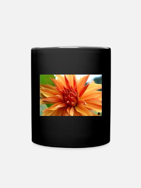 Dahlia Orange Salmon Blossom ,Flower - Full Colour Mug - black