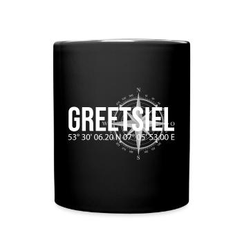 Koordinaten Greetsiel - Tasse einfarbig - Schwarz - Vorne