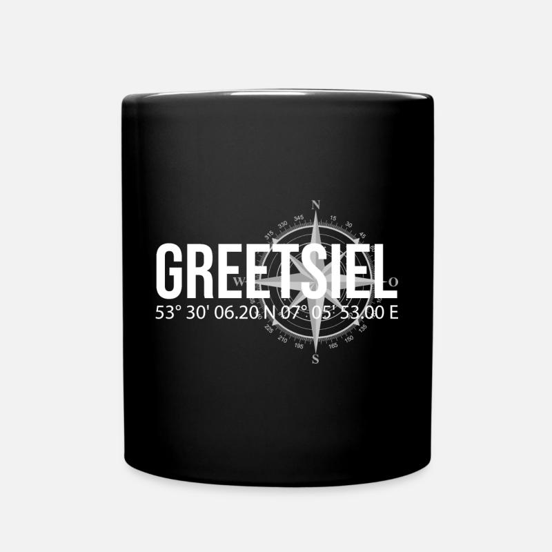 Koordinaten Greetsiel - Tasse einfarbig - Schwarz