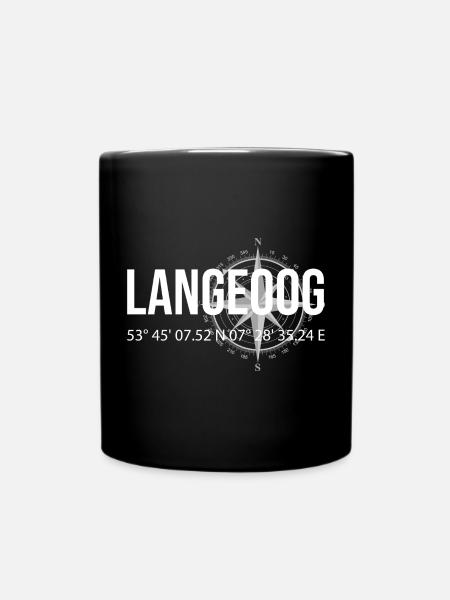 Koordinaten Langeoog - Tasse einfarbig - Schwarz
