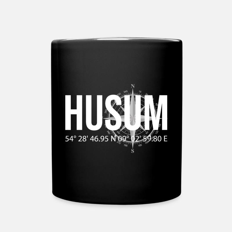 Koordinaten Husum - Tasse einfarbig - Schwarz