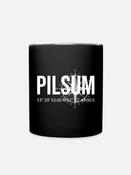 Koordinaten Pilsum - Tasse einfarbig - Schwarz