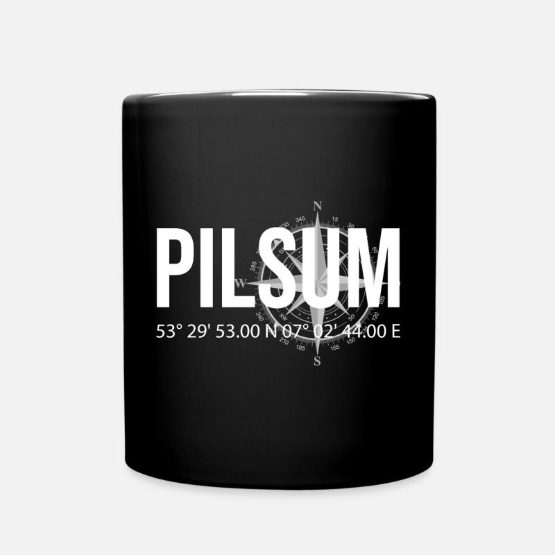 Koordinaten Pilsum - Tasse einfarbig - Schwarz