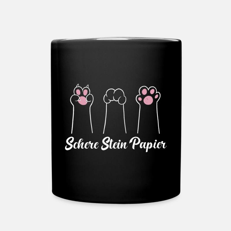 Schere Stein Papier Katzen Pfote Geschenkidee - Tasse einfarbig - Schwarz