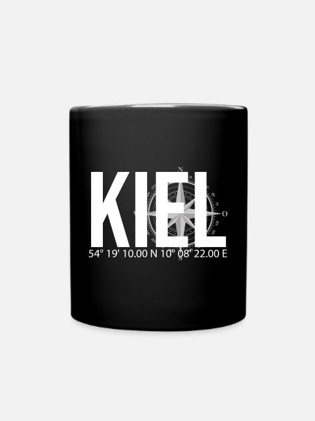 Koordinaten Kiel - Tasse einfarbig - Schwarz