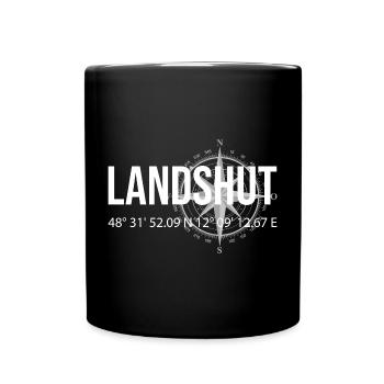 Koordinaten Landshut - Tasse einfarbig - Schwarz - Vorne