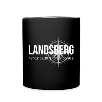 Koordinaten Landsberg - Tasse einfarbig - Schwarz - Vorne