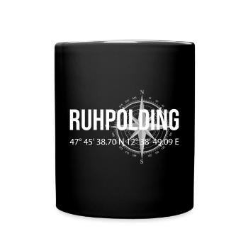 Koordinaten Ruhpolding - Tasse einfarbig - Schwarz - Vorne