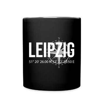 Koordinaten Leipzig - Tasse einfarbig - Schwarz - Vorne