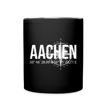 Koordinaten Aachen - Tasse einfarbig - Schwarz - Vorne