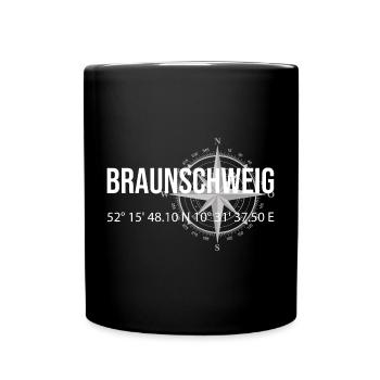Koordinaten Braunschweig - Tasse einfarbig - Schwarz - Vorne