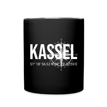 Koordinaten Kassel - Tasse einfarbig - Schwarz - Vorne