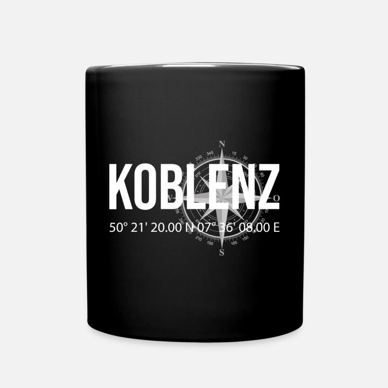 Koordinaten Koblenz - Tasse einfarbig - Schwarz