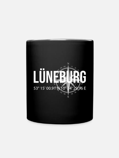 Koordinaten Lüneburg - Tasse einfarbig - Schwarz