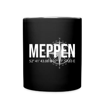 Koordinaten Meppen - Tasse einfarbig - Schwarz - Vorne