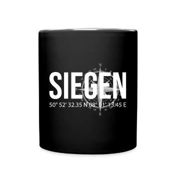 Koordinaten Siegen - Tasse einfarbig - Schwarz - Vorne