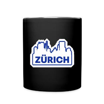Zürich Skyline Logo Druck - Tasse einfarbig - Schwarz - Vorne