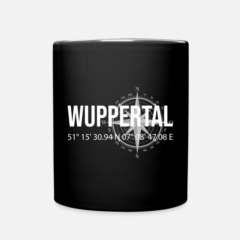 Koordinaten Wuppertal - Tasse einfarbig - Schwarz