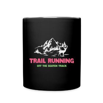 Trailrunning - abseits der ausgetretenen Pfade - Tasse einfarbig - Schwarz - Vorne