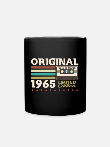 60th Birthday Husband March 1965 Mixtape Cassette - Full Colour Mug - black