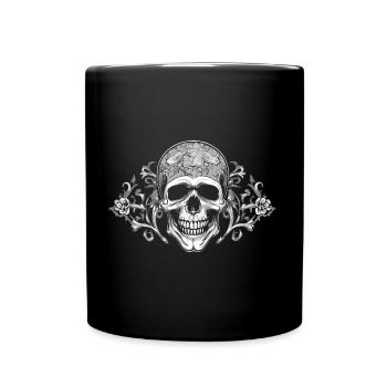 Crâne décoratif avec ornements - Mug uni - noir - Devant