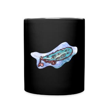Mystic Blue Feather with Ornaments - Full Colour Mug - black - Front