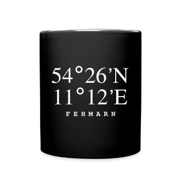 Fehmarn Koordinaten - Tasse einfarbig - Schwarz - Vorne