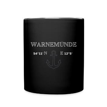 Warnemünde Koordinaten - Tasse einfarbig - Schwarz - Vorne
