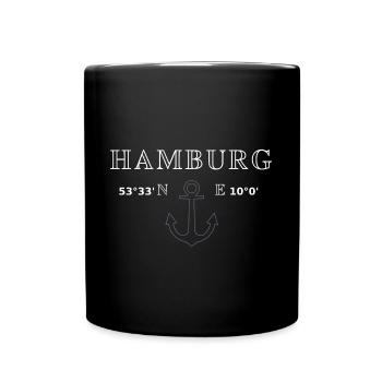 Hamburg Koordinaten - Tasse einfarbig - Schwarz - Vorne